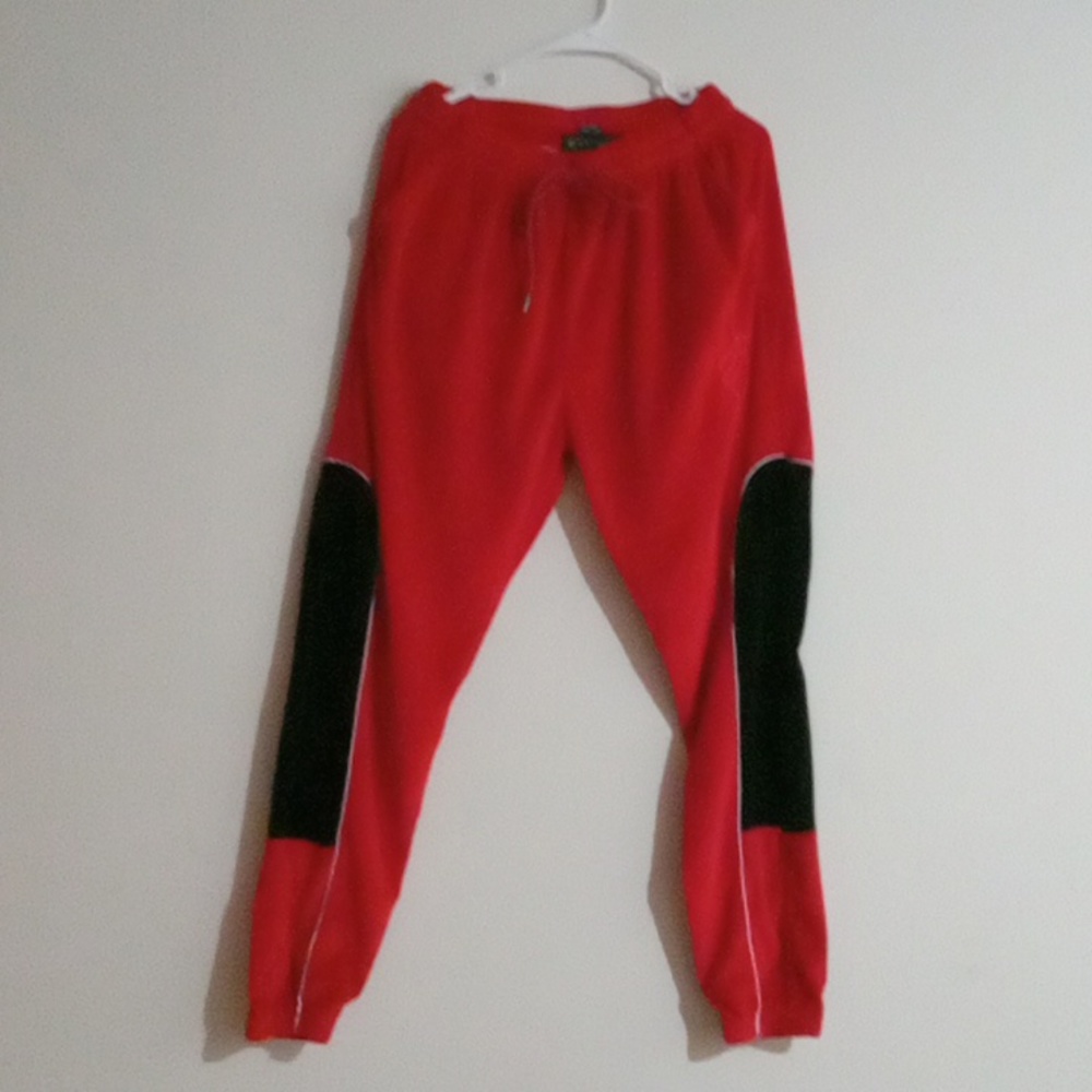 Red & black velour Rocawear track pants/joggers..size large.